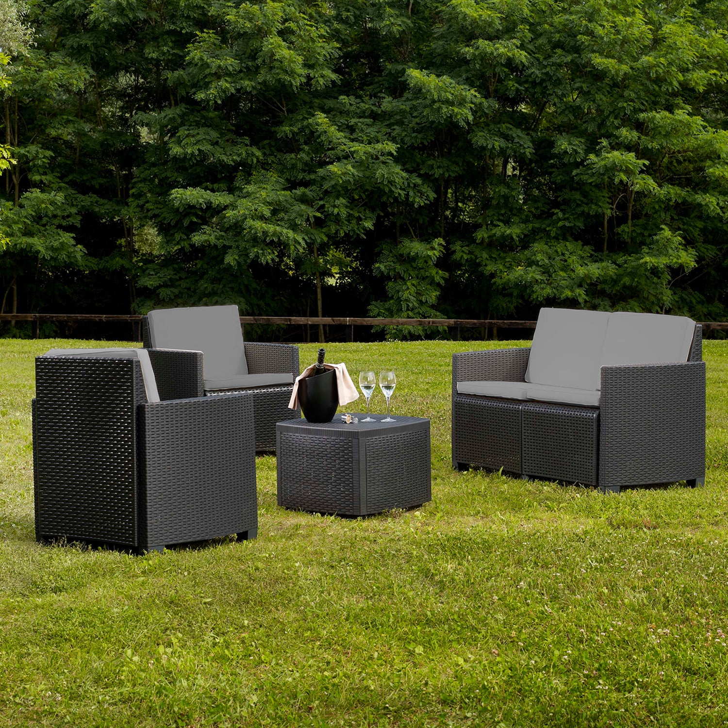 PROGARDEN - Set da giardino Vesuvio Antracite Linea Rattan